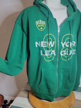 Sunday Retreat Green NYC 'New York League' Zip Hoodie Sz Xl